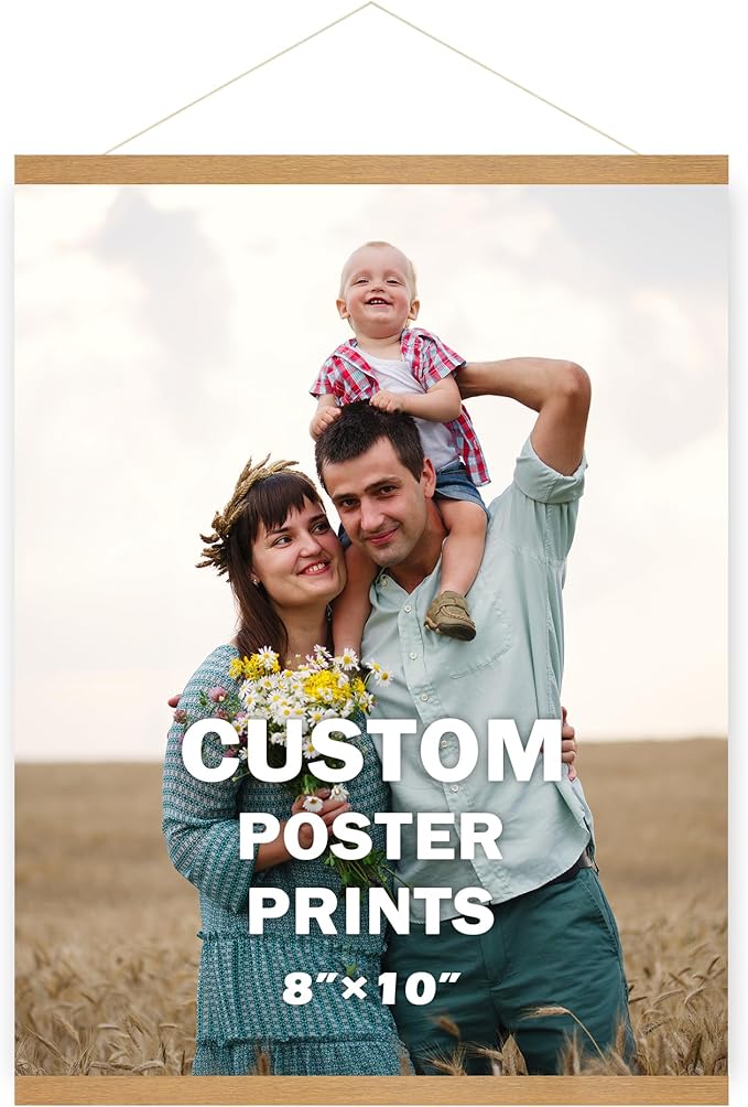 SZDHHH Custom Photo Prints with Magnetic Hanger Frame Canvas Poster Prints With Your Photos Personalized Hanging Poster Pictures Wall Art Decor Framed for Home Decor Gifts Keepsakes (10" Lx08 W)