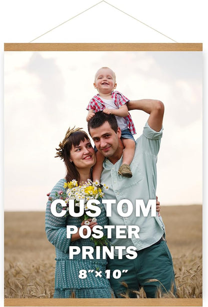 SZDHHH Custom Photo Prints with Magnetic Hanger Frame Canvas Poster Prints With Your Photos Personalized Hanging Poster Pictures Wall Art Decor Framed for Home Decor Gifts Keepsakes (10" Lx08 W)