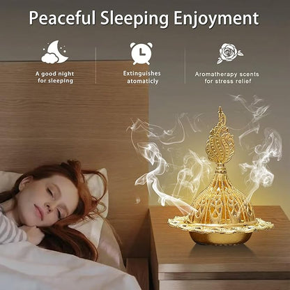 Majewel 3 in 1 Incense Holder, Vintage Incense Holders for Sticks with 9 Holes, Incense Burner Ash Catcher, Brass Incense Stick and Cone Burner for Meditation, Yoga, Home Decor (Wand)