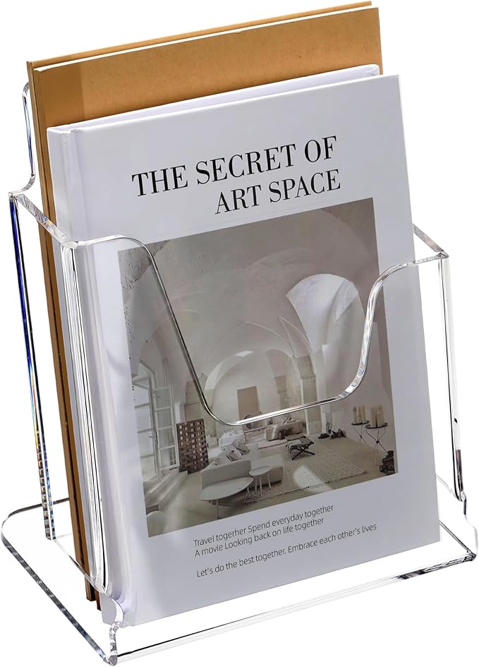 Acrylic Brochure Holder 6X8 Inches Clear Acrylic Flyer Holder Brochure Holder Sign Holder Pamphlet Holder Menu Holder Display Stand 1 Pack For Weddings Offices Exhibition Restaurants Hotel Etc…
