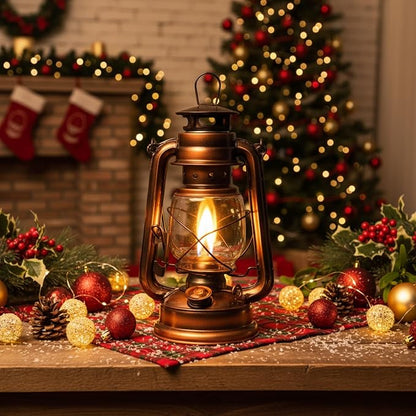 Honoson 4 Pieces Oil Lamp Hurricane Lamp Kerosene Lantern for Indoor Outdoors Decorative Hanging Oil Lantern with Wick for Hiking Emergency Camping Party Decoration(Bronze,10 Inch)