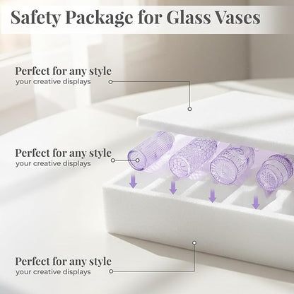 BEAHOT 32 Pack Purple Bud Vase in Bulk,Mini Vintage Glass Flower Vases for Centerpieces,Wedding Decor,Party & Home Decaration,Mother's Day (Purple)