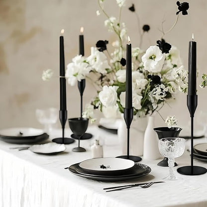 Black Taper Candle Holders for Wedding Table Centerpiece,Tall Taper Candlestick Holders Bulk Set of 6,Metal Candle Stick Holder Decor for Table or Mantel Centerpiece, Dinning, Party Home Decor