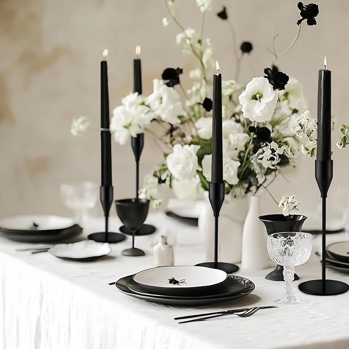 Black Taper Candle Holders for Wedding Table Centerpiece,Tall Taper Candlestick Holders Bulk Set of 27,Metal Candle Stick Holder Decor for Table or Mantel Centerpiece, Dinning, Party Home Decor
