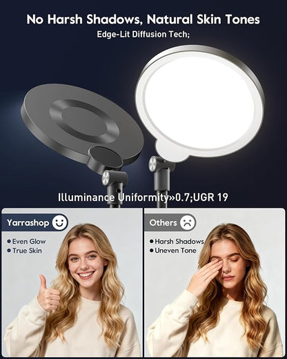 7" Ring Light with Stand for Desk, 3000K-6500K, 30 Lighting Modes for Video Conference, Zoom Lighting for Computer, Adjustable Dimmable Desk Light for Video Recording, Calls, Podcast, Stream, CRI 97.8