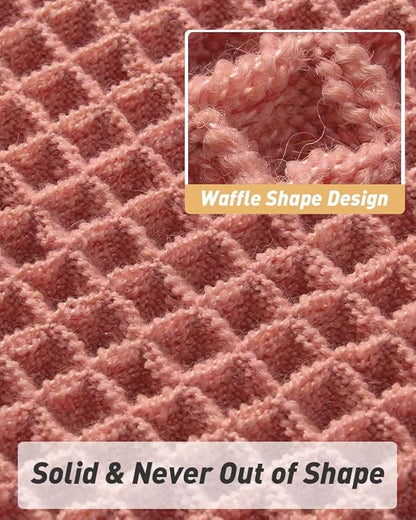 AMOAMI Upgraded Waffle Bath Mat, Super Absorbent Non Slip Bath Mats for Bathroom Floor, Machine Washable Bathroom Rugs with Tassels, Rubber Backed Bathroom Mats, Ultra Soft, 17" x 24", Coral