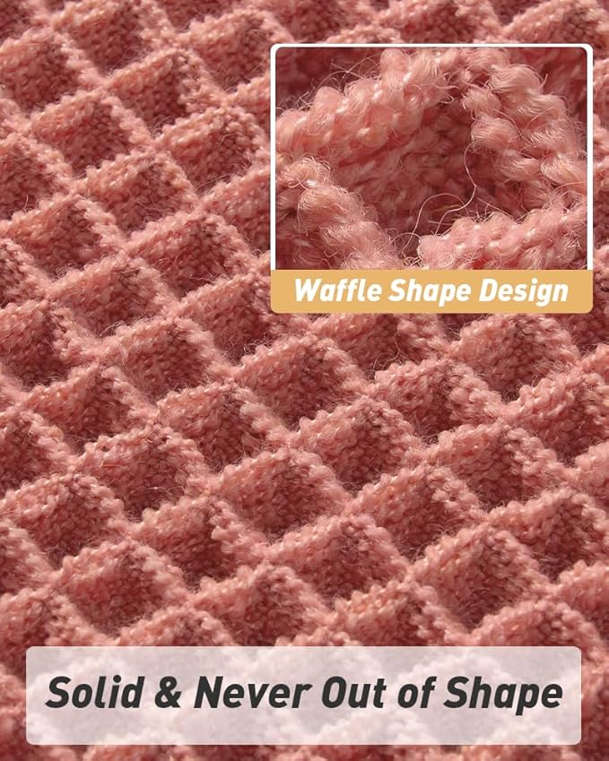 AMOAMI Upgraded Waffle Runner Rug Super Absorbent Non Slip Bath Mats for Bathroom Machine Washable Bathroom Runner Rug with Tassels, Ideal for Hallway Bedroom Laundry Room, Coral, 2'x 5'(24" x 60")