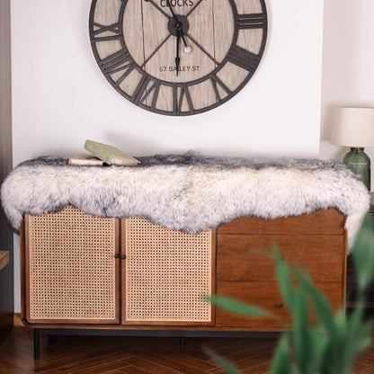 Premium Genuine Fur Sheepskin Rug Real Australia Sheepskin Natural Luxury Fluffy Lambskin Fur Area Rug Seat Covers for Kids Bedroom Sofa Chair Cover (Gray Tip, Double Pelt/2ft x 6ft)