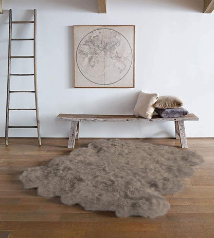 WaySoft New Zealand Sheepskin Area Rug – Genuine Fluffy Wool, Multiple Sizes, Bedroom or Living Room Decor(6ft x 7ft,Grey Beige)