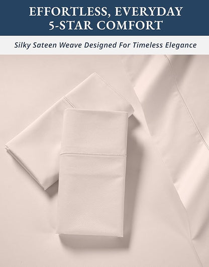 LANE LINEN 100% Egyptian Cotton King Size Bed Sheets, Machine Washable Naturally Temperature regulating Sustaibable No Pill Fade Resistant King Size Sheets Set Cotton - Petal Pink