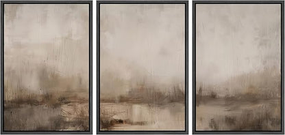 MUDECOR Framed Wall Art Print Set Minimalist Abstract Landscape Misty Horizons Illustrations Modern Art Decorative Chic for Living Room, Bedroom, Office - 16"x24"x3 Black