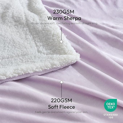 NANPIPER Warm Sherpa Blanket for Couch, Soft Fleece for Winter, Fuzzy Plush Small Throw Gift for Baby, Lavender 30x40 Inches