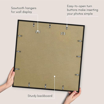 Americanflat 28x28 Picture Frame with Polished Plexiglass - Use as 24x24 Frame with Mat or Display 28x28 Photo Without Mat - Streamline Collection - Thin Border Square Frames for Wall Display - Black