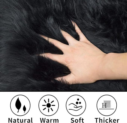 WL&ALLEN Large Sheepskin Rug Genuine Thick and Lush 3 Inch Pile，Luxury Australian Pelts |Large Sheepskin Wool Area Rugs(Single Pelt 2'6" x 3'7"，Black)…