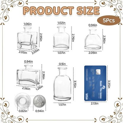 5 Pcs Glass Bud Vases Set, Mini Vintage Bulk Clear Vases for Centerpieces Decor, Cute Tiny Glass Flower Vases for Wedding Party Home Table Decoration