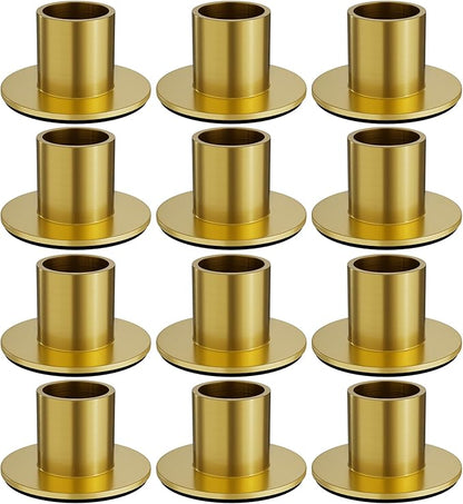 12 Pcs Brass Candle Holders Bulk - Elegant Taper Candle Holders, Classic Brass Candlestick Holders for Table Centerpiece, Festive Christmas Mantel Display or Sophisticated Home Decor