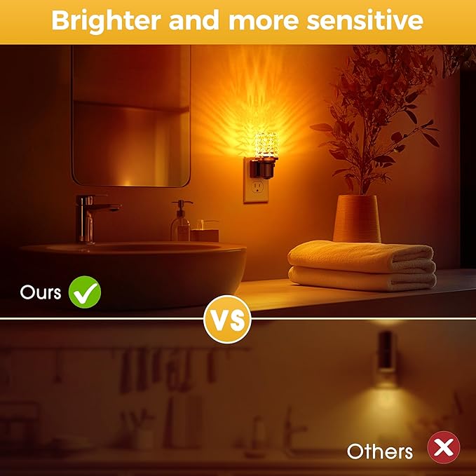 L LOHAS LED Night Light, Dimmable Night Lights Plug into Wall, Automatic Night Lights Plug in with Auto Light Sensor,Adjustable Brightness Amber LED Night Light, for Bedroom Hallway Home Decor