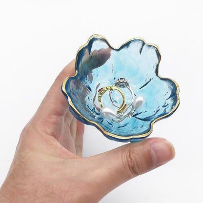 Small Ring Dishes for Women, Glass Jewelry Dish, Crystal Ring Holder Dish Trinket Bowl, Flower Jewelry Holder Dish, Nightstand Decor Jewlery Plate, Jewelry Bowl Dish for Rings, Keys, Gift