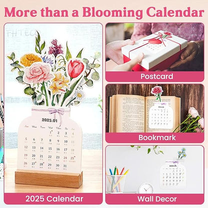 2026 Small Desk Calendar Bloomy Flower Calendar Stand up Desk Calendar Office Calendar Christamas Gifts New Year Gifts (Hydrangea)