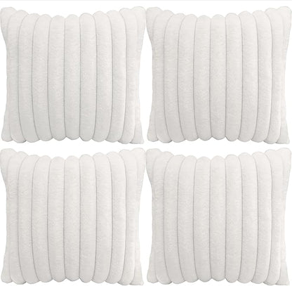 4 Pack 18x18 Pillow Cover Velvet Pillow Covers, Faux Fur Square Throw Pillow Covers for Living Room Decorations Throw Pillow Case, Throw Pillow Cover Cushion Cover for Home Car, Ice Cream