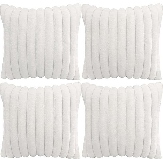 4 Pack 18x18 Pillow Cover Velvet Pillow Covers, Faux Fur Square Throw Pillow Covers for Living Room Decorations Throw Pillow Case, Throw Pillow Cover Cushion Cover for Home Car, Ice Cream
