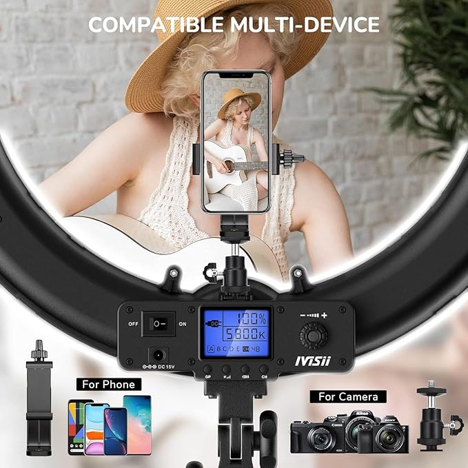 Ring Light,19inch LED Ring Light with Stand &LCD Display Adjustable Color Temperature 3000K-5800K, Makeup Light for YouTube Video Shooting, Portrait, Vlog, Selfie 【Upgraded Version】