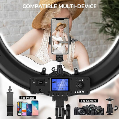 Ring Light,19inch LED Ring Light with Stand &LCD Display Adjustable Color Temperature 3000K-5800K, Makeup Light for YouTube Video Shooting, Portrait, Vlog, Selfie 【Upgraded Version】