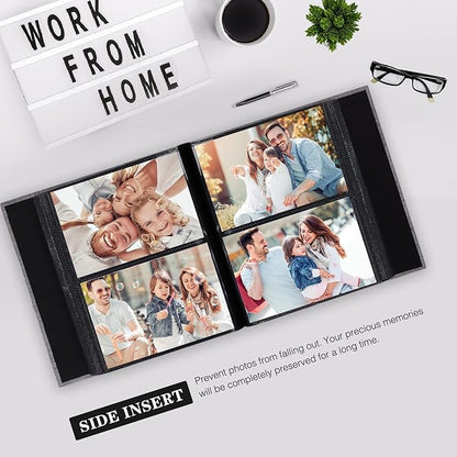 Mublalbum Small Photo Album 4x6 200 Photos Linen Cover Picture Book with Horizontal Pockets for Wedding Family Anniversary and Baby (Blue)
