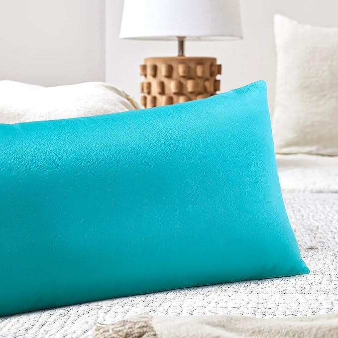 Artscope Luxury Velvet Lumbar Pillow Cover Super Soft Decorative Rectangle Throw Pillow Covers Case Cushion Covers for Sofa Couch Bedroom Car Decor 14x36 Inch Turquoise
