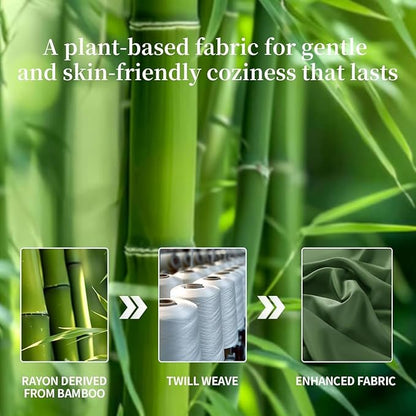 Shilucheng 100% Viscose Derived from Bamboo_ Sheets Cal King Size 4pcs - Ultra Cooling & Silky Soft Bed Sheets, 16" Deep Pocket, Perfect for Hot Sleepers, Hotel Bedding Sheets (Olive)