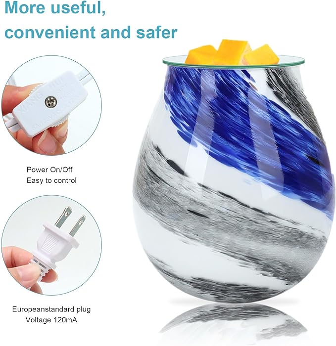 Glass melt Warmer,Electric Wax Burner,Romantic Aroma Warmer for Essential Oils Burner & Premium Wax Melts Burner.(Deep sea Vortex)