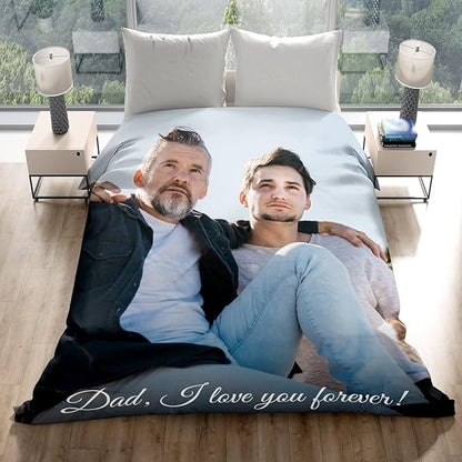 Dad Gifts Personalized Gifts from Daughter Custom Blankets with Photos and Text Multiple Colors Sizes Soft Flannel Gifts for Men Birthday Gifts for Dad