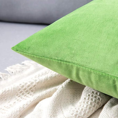 MIULEE Velvet Throw Pillow Covers 18x18 Inch, Pack of 2 - Lime Green, Soft Solid Decorative Pillow Covers Cushion Cases Modern Luxury Home Decor for Spring Couch Sofa Bedroom Livingroom