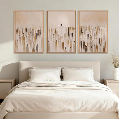 HLNIUC Jesus Feeds The 5000 Easter Christian Wall Art Set of 3, Minimalist Canvas Wall Decor, Bible Scripture 24"x36" Framed Art, Abstract Religious Prints for Living Room, Bedroom, Church