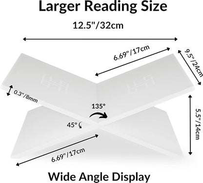 Honygebia White Acrylic Book Stands - Cross Frame Acrylic Book Holder, Open Bookstand for Display and Reading, Suitable for Art, Bible, Cookbook, Easel, Magazine, Textbooks 12.5" x 9.5" x 5.5"