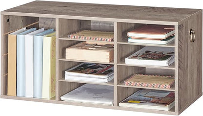 HOOBRO Countertop Mail Sorter Organizer, Wooden Literature Organizer, Student Mailbox for Classroom, Desktop Bill Organizer for Office Home School, 12 Compartments, Greige BG43WF01