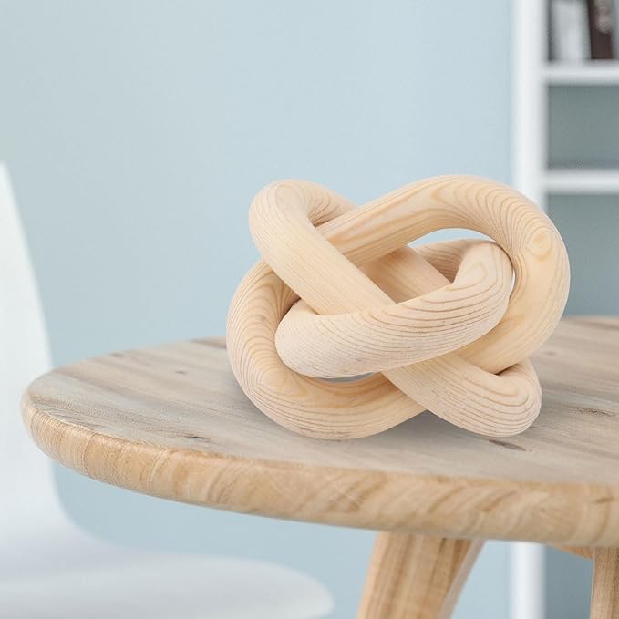 Wood Knot Decor, 3 Link Wood Chain Link Decor Coffee Table Decor Modern Shelf Decor for Home Living Room (Log Color)