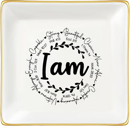 JoycuFF Christian Gifts for Women Religious Spiritual Gifts Jewelry Dish Gifts for Womens Easter Gifts for Girls Women Teens Inspirational Catholic Communion Confirmation Gifts