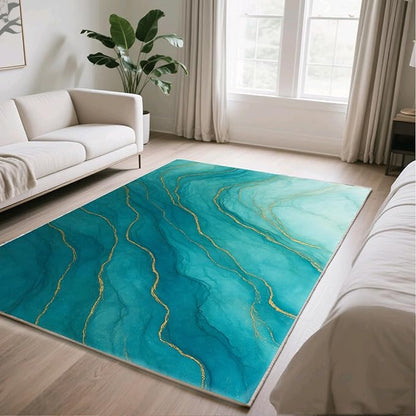 Luxury Marble Rug - 6x9 Area Rugs, Abstract Marble Kids Rugs, Abstract Modern Area Rug, Washable & Non Slip Large Rug Home Decor