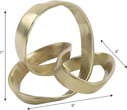 JONATHAN Y DEC1000C Chamberlain 7" Aluminum Abstract Knot Decorative Sculpture Home Decor for Office, Bedroom, Living Room, Shelves & Coffee Tables, Gold