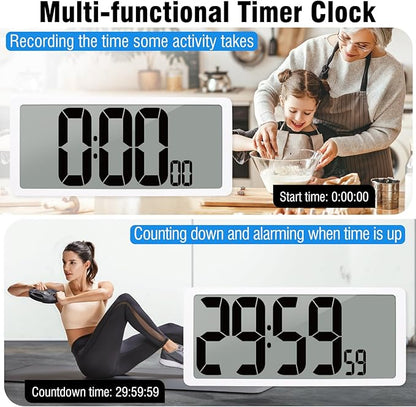 Large Digital (6" Numbers) Wall Clock Battery Operated, 18.4" Walll Clock Display with Day, Date & Temperature, Large Wall Clock for Bedroom, Livingroom, Office