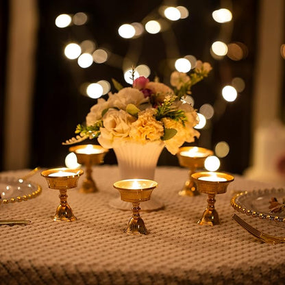 Sziqiqi Ghee Lamp Butter Lamp Holder Brass Diyas Diwali Candle Holder Tibetan Brass Oil Lamp Buddhist Altar Offering Supplies Pack of 12