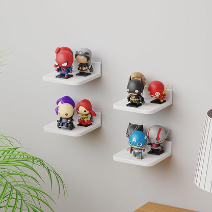 Yieach 5 Inch Mini Shelf for Wall,4 Pack Plant Shelves Indoor,Small Acrylic Floating Shelves for Wall and Display Ledges Picture,Funko,Anime Figure,Figurine,White