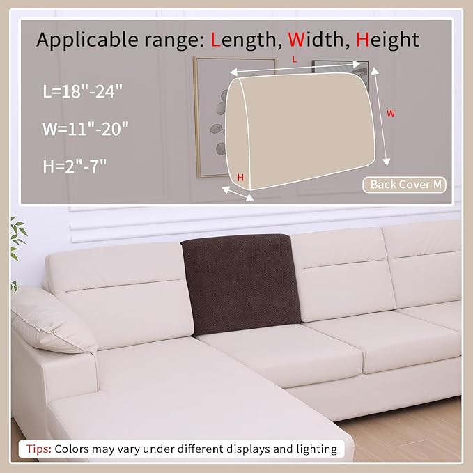 hyha Waterproof Couch Cushion Covers, Waterproof Sectional Couch Covers for Cushion Sofa for Pets, Stretch Sofa Slipcover Washable with Elastic Bottom(Back Cover M, Chocolate)