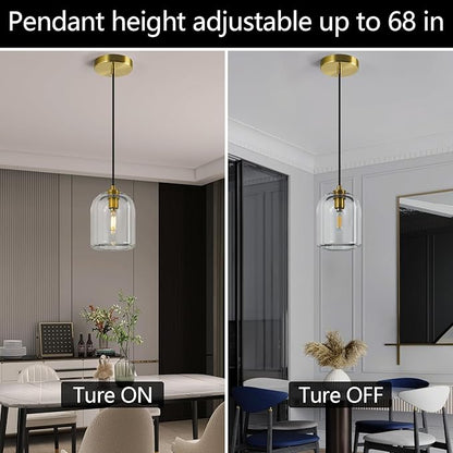 Modern Gold Pendant Lights Kitchen Island Ceiling Chandelier Indoor Crystal Hanging Light Fixtures for Dining Room Kitchen Living Room Bedroom（1Pack）