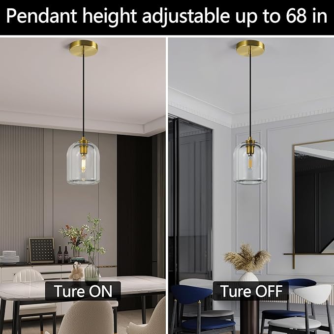 Modern Gold Pendant Lights Kitchen Island Ceiling Chandelier Indoor Crystal Hanging Light Fixtures for Dining Room Kitchen Living Room Bedroom（3Pack）