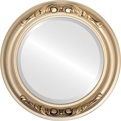 OVALCREST Round Beveled Wall Mirror for Home Decor - Florence Style - Gold Spray - 22x22 Outside Dimensions