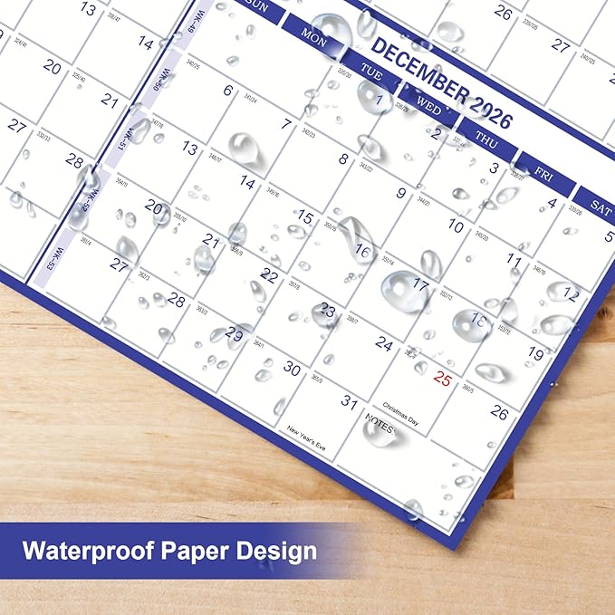 2026 Wall Calendar 24" x 36", 12 Months from January to December, Dry Erase Large Annual Yearly Planner, Horizontal/Vertical Calendar for Easy Planning, Organizing (indigo)