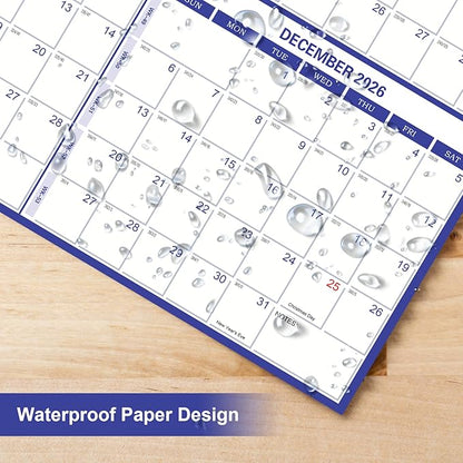2026 Wall Calendar 24" x 36", 12 Months from January to December, Dry Erase Large Annual Yearly Planner, Horizontal/Vertical Calendar for Easy Planning, Organizing (indigo)