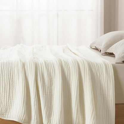 PHF Cooling Muslin Blanket King Size 104"x80", 6-Layer Lightweight Gauze Blanket Made from 35% Rayon Derived from Bamboo & 65% Cotton, Breathable & Ultra Soft Cozy for Hot Sleepers, Snow White